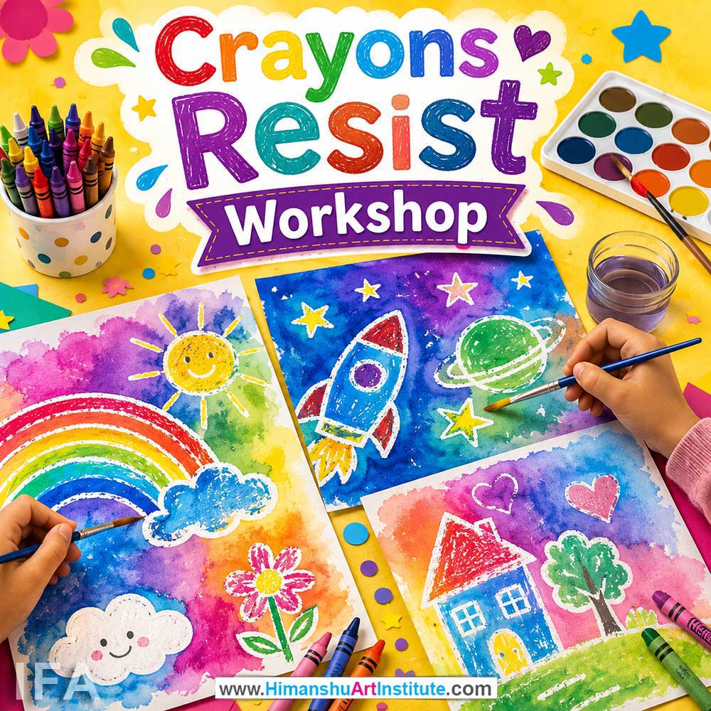 Crayons Resist Workshop for Kids and Children Crayons Resist Workshop for Kids and Children in Delhi, Online Crayons Resist Workshp for Kds, Best Art & Craft Workshop for Children near Me