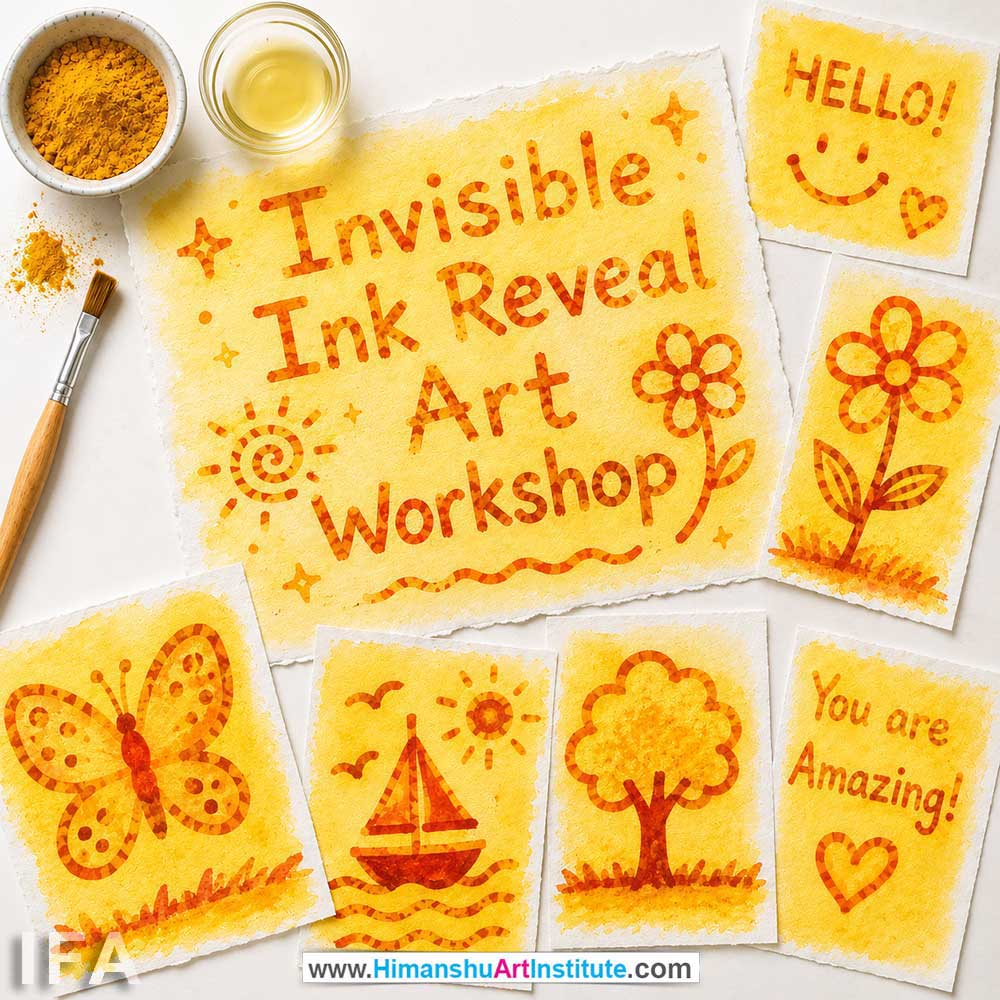 Invisible Ink Reveal Art Workshop for Kids and Children Invisible Ink Reveal Art Workshop for Kids and Children in Delhi, Online Invisible Ink Reveal Art Workshp for Kds, Best Art & Craft Workshop for Children near Me
