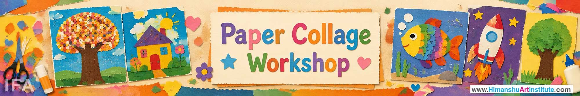 Paper Collage Workshop for Kids and Children in Delhi, Paper Collage Workshop for Kids Near Me, Art & Craft Workshop for Children, Art & Craft Workshop for Kids, Himanshu Art Institute