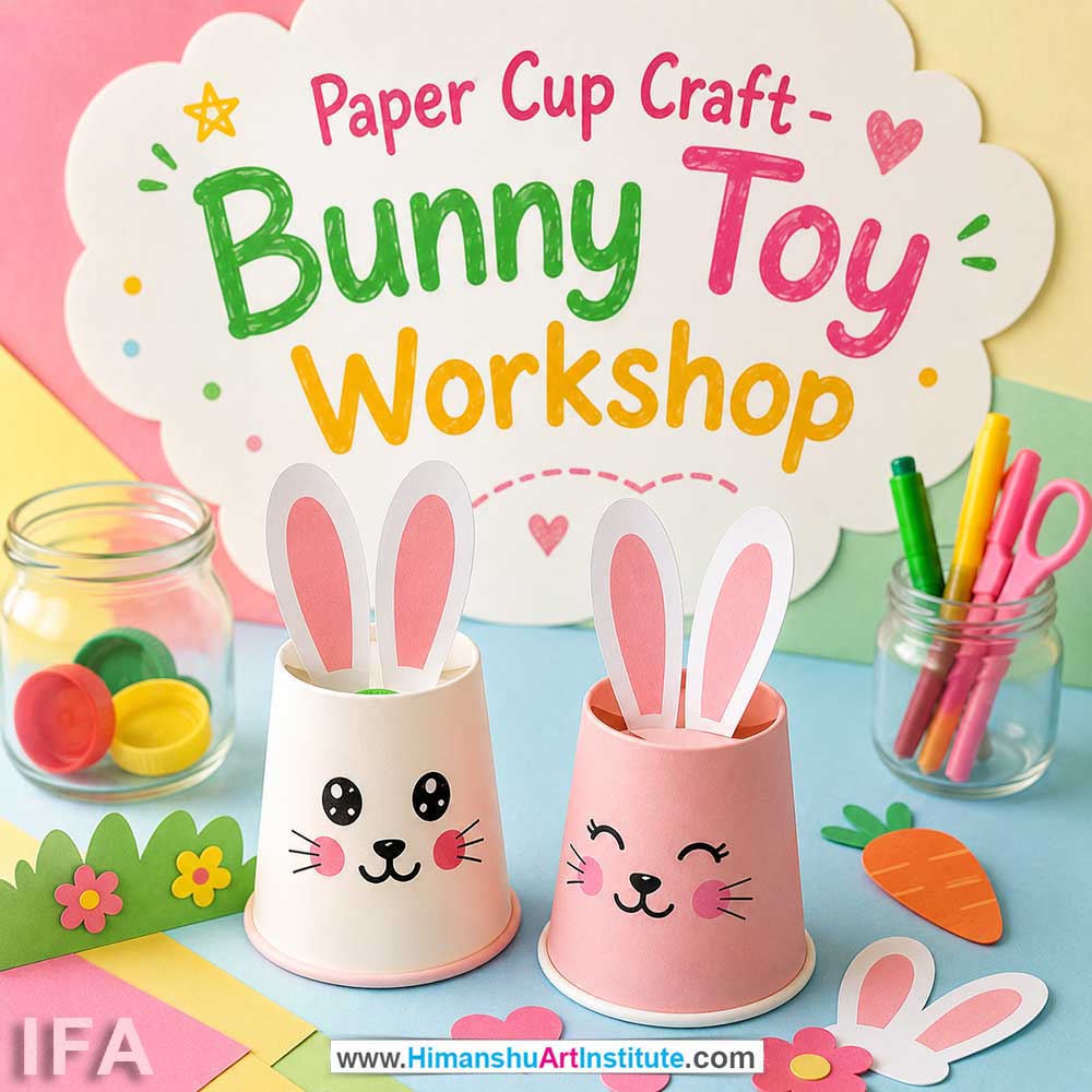 Paper Cup Bunny Toy Workshop for Kids and Children Paper Cup Bunny Toy Workshop for Kids and Children in Delhi, Online Paper Cup Bunny Toy Workshp for Kds, Best Art & Craft Workshop for Children near Me