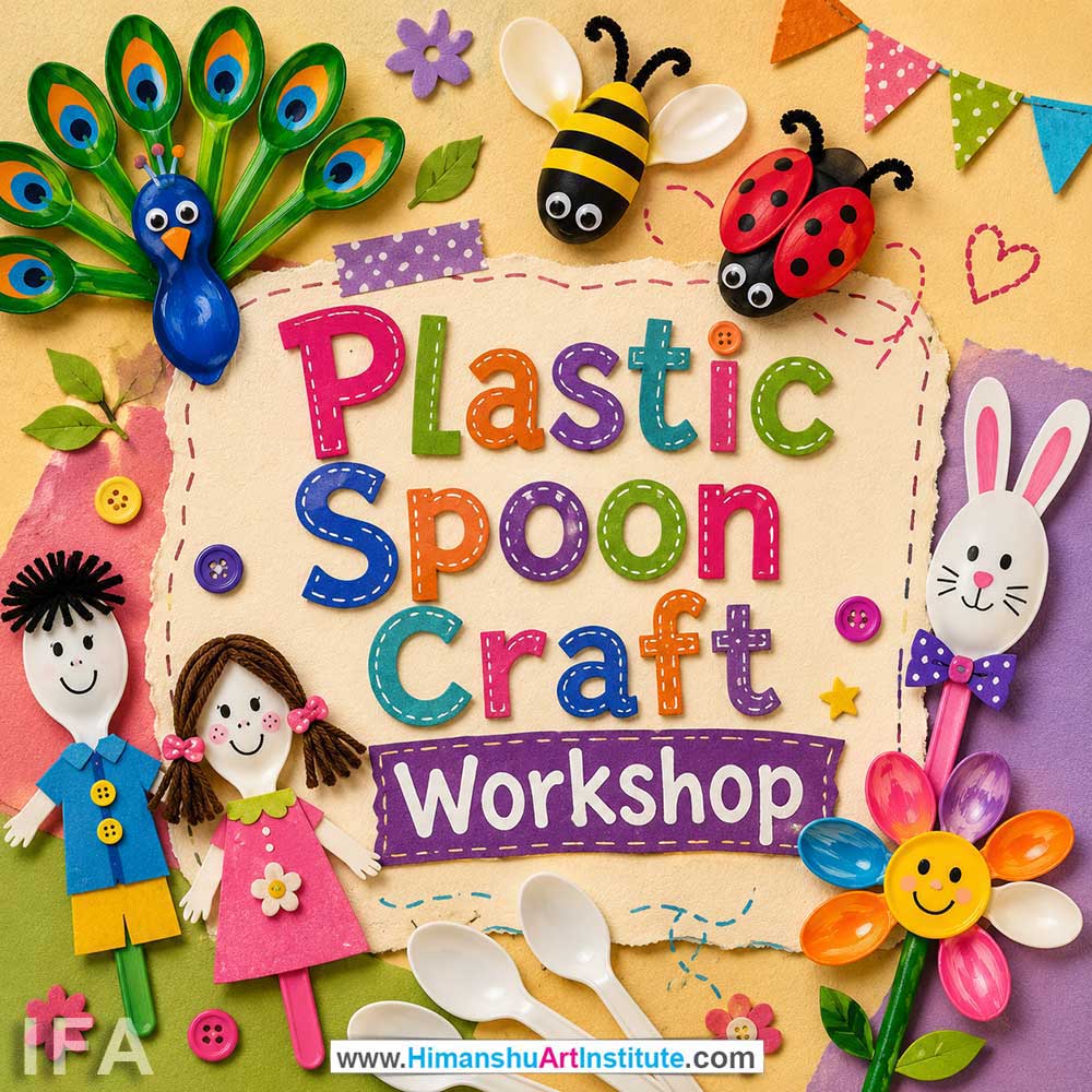 Plastic Spoon Craft Workshop for Kids and Children in Delhi, Online Plastic Spoon Craft Workshp for Kds, Best Art & Craft Workshop for Children near Me