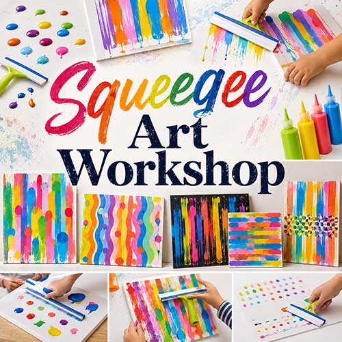 Online Squeegee Art Workshop, Squeegee Art Workshop for Kids, Squeegee Art Workshop Near Me for Children, Art & Craft Workshops for Kids, Art & Craft Activities for Children, Best Squeegee Art Workshop for Kids in Delhi, India, Himanshu Art Institute