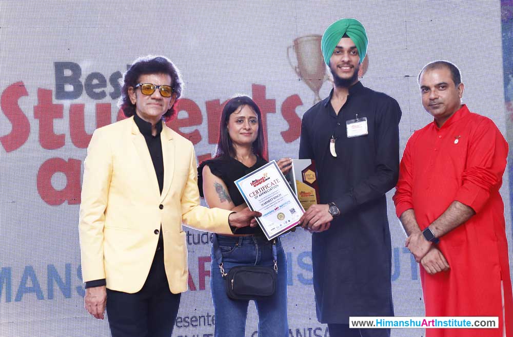 Harmeet Singh Awarded for Best Student in Animation Sketching 2020 at Himanshu Art Institute